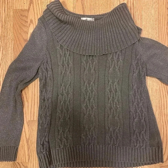 Christopher And Banks Grey Turtle Neck Sparkles Size Large - Picture 1 of 6